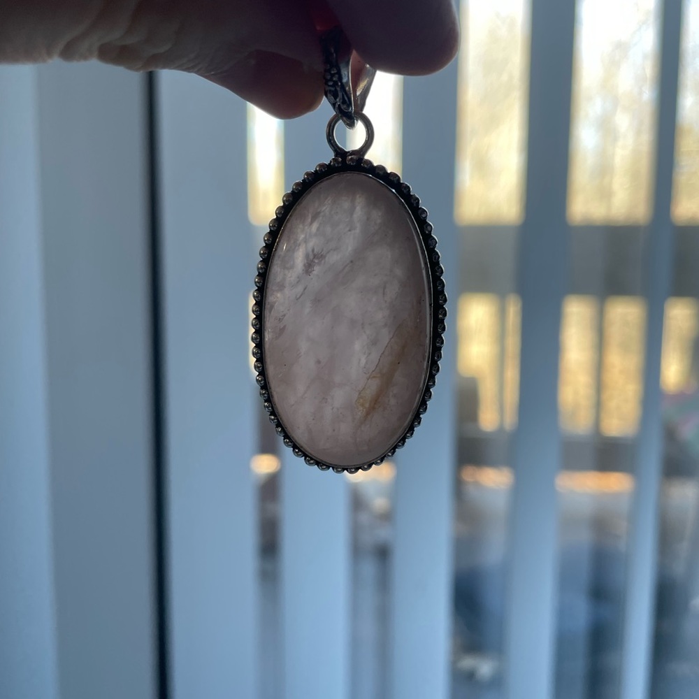 Silver Plated Rose Quartz Pendant